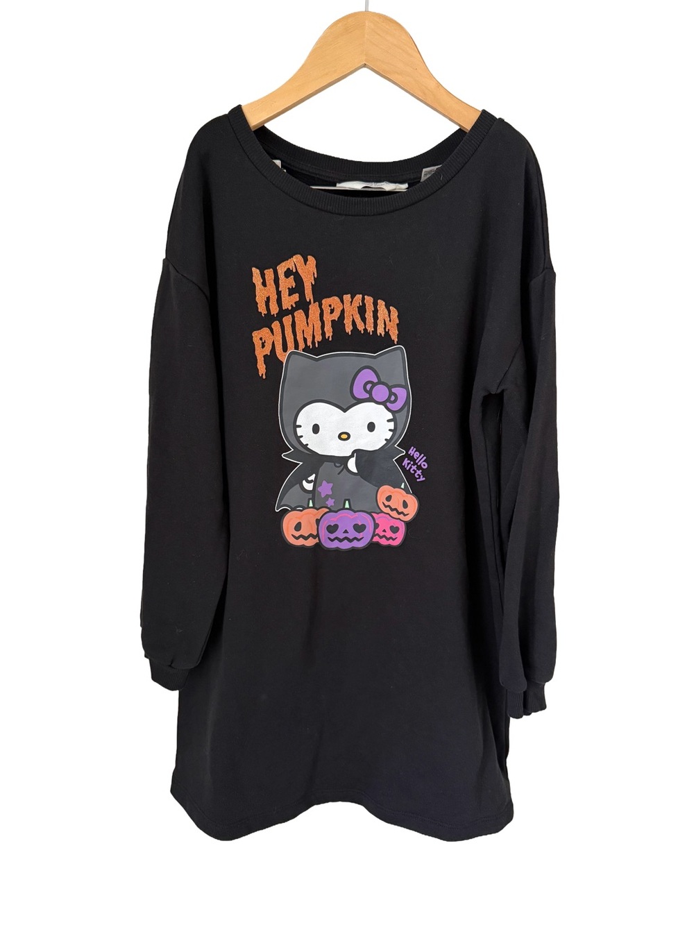 H&M Hello Kitty Black Halloween Tunic with Orange & Purple Graphic